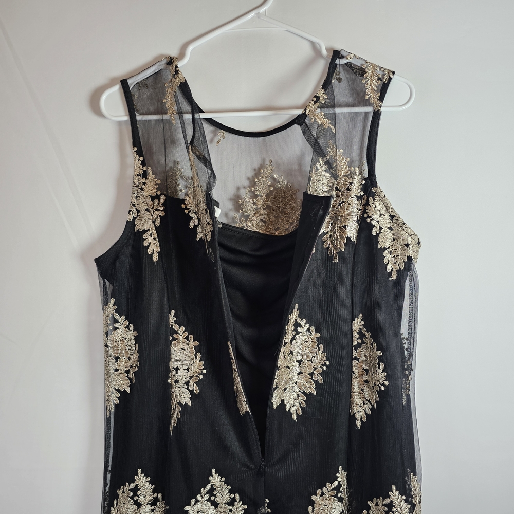 Studio One Elegant Black and Gold Dress Size 16 Midi - Picture 4 of 7